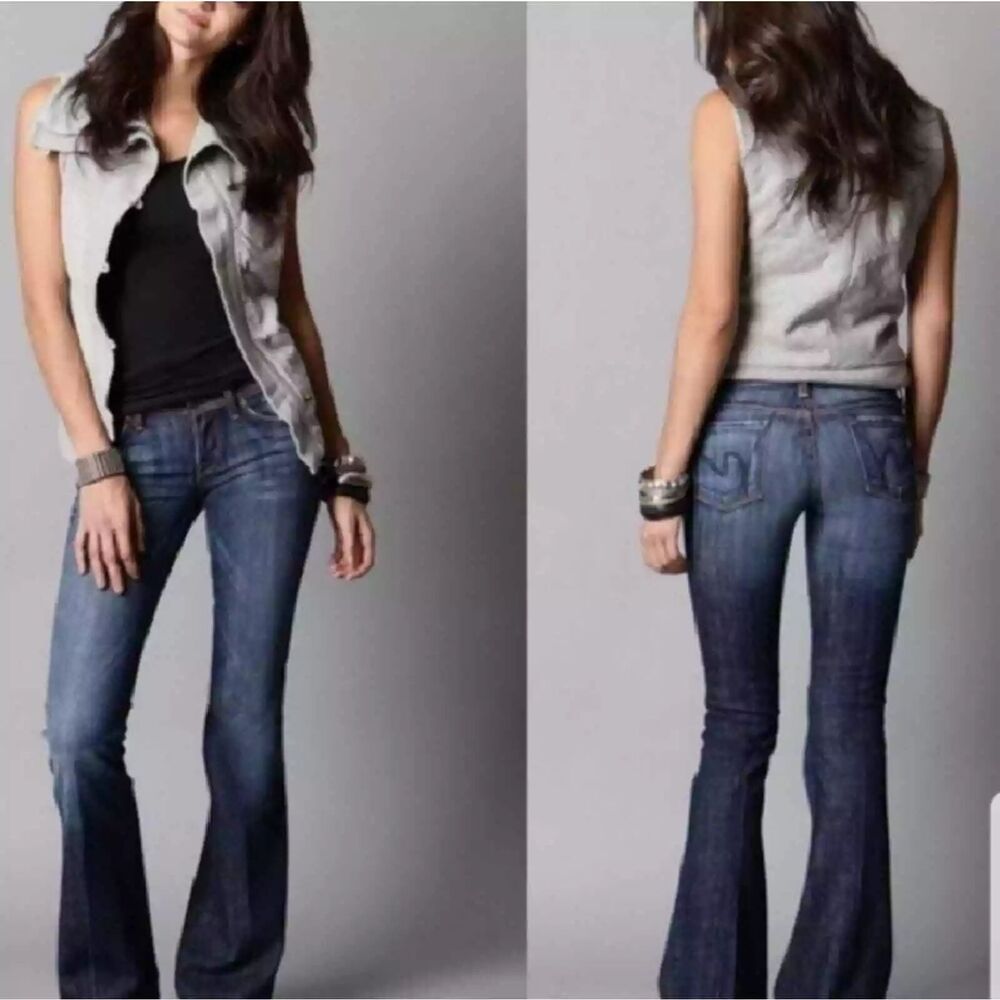 Citizens of Humanity Ingrid Stretch Low Rise Flare Size 30 Blue Jean Denim